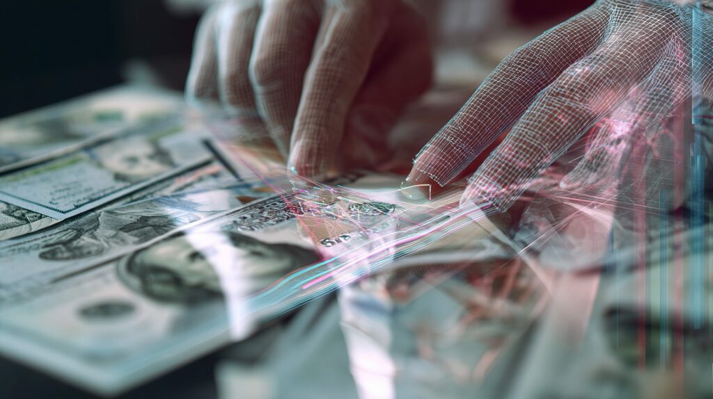 Person counting money